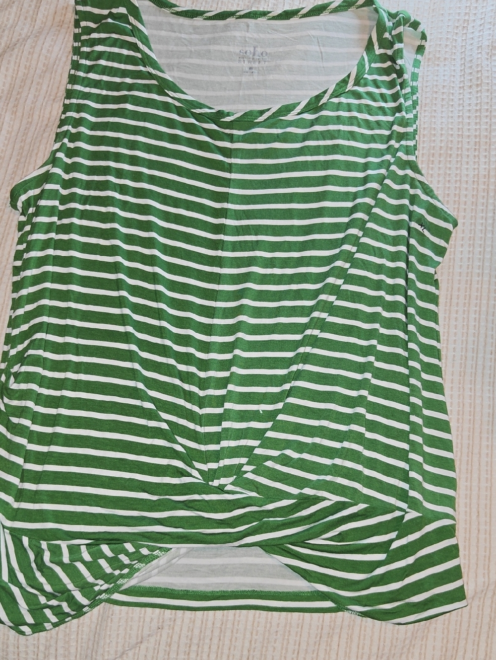 Soho Green & White Striped Twist-Hem Tank